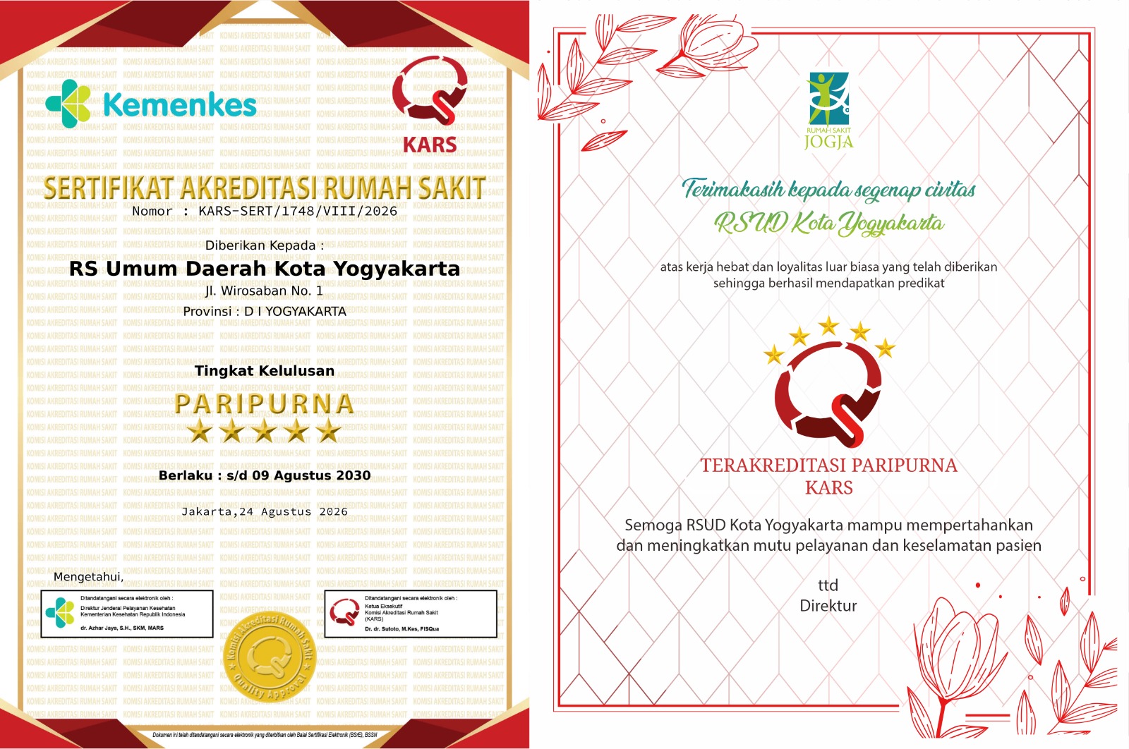 RSUD Kota Yogyakarta Pertahankan Tingkat Kelulusan Akreditasi Paripurna